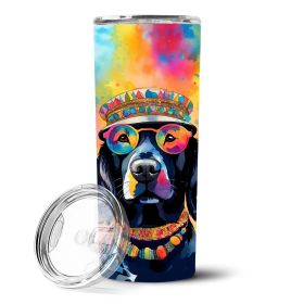 Black Labrador Hippie Dawg Stainless Steel Skinny Tumbler Vacuum Double Walled Reusable Insulated Travel Cup for Coffee with Lid, 20 oz -M