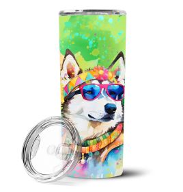 Siberian Husky Hippie Dawg Stainless Steel Skinny Tumbler Vacuum Double Walled Reusable Insulated Tumbler Travel Cup Coffee Cocktails Lid 20 oz