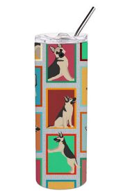 Lots of Black and Silver German Shepherd Stainless Steel Skinny Tumbler Vacuum Double Walled Reusable Insulated Travel Cup for Coffee with Lid -K