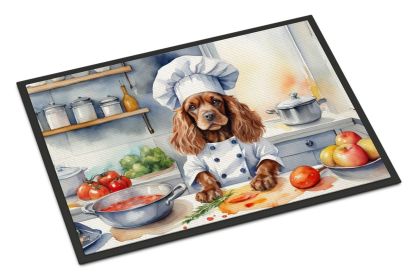 Cocker Spaniel The Chef Doormat Front Door Mat Indoor Outdoor Rugs for Entryway, Non Slip Washable Low Pile, 18H X 27W -K