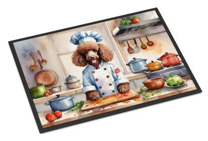 Chocolate Poodle The Chef Doormat Front Door Mat Indoor Outdoor Rugs for Entryway, Non Slip Washable Low Pile, 18H X 27W -D