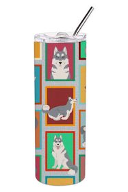 Lots of Grey Siberian Husky Stainless Steel Skinny Tumbler Vacuum Double Walled Reusable Insulated Travel Cup for Coffee with Lid, 20 oz -A
