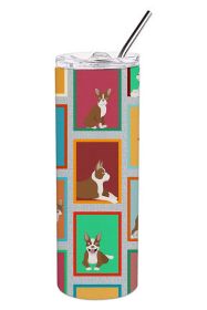 Lots of Red Boston Terrier Stainless Steel Skinny Tumbler Vacuum Double Walled Reusable Insulated Travel Cup for Coffee with Lid, 20 oz -D