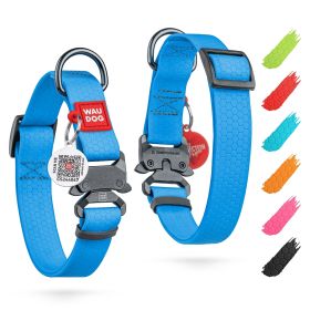 Waterproof Dog Collar Adjustable for L/M/S Dogs Heavy Duty with Durable Metal Clasp 9-14 inch Neck x 3/5 inch Wide Blue Color
