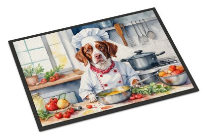 Brittany Spaniel The Chef Doormat Front Door Mat Indoor Outdoor Rugs for Entryway, Non Slip Washable Low Pile, 18H X 27W -L