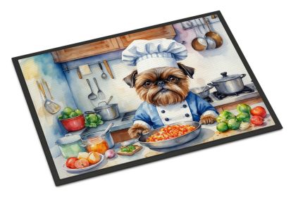 Brussels Griffon The Chef Doormat Front Door Mat Indoor Outdoor Rugs for Entryway, Non Slip Washable Low Pile, 18H X 27W -A
