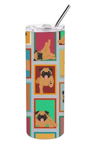 Lots of Apricot Pug Stainless Steel Skinny Tumbler Vacuum Double Walled Reusable Insulated Travel Cup for Coffee with Lid, 20 oz -H
