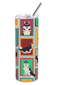 Lots of Siberian Husky Stainless Steel Skinny Tumbler Vacuum Double Walled Reusable Insulated Travel Cup for Coffee with Lid, 20 oz -D