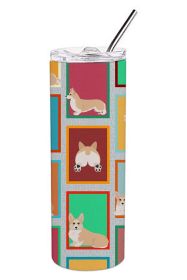 Lots of Fawn Pembroke Corgi Stainless Steel Skinny Tumbler Vacuum Double Walled Reusable Insulated Travel Cup for Coffee with Lid, 20 oz -H