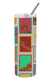 Lots of Longhaired Red Dachshund Stainless Steel Skinny Tumbler Vacuum Double Walled Reusable Insulated Travel Cup for Coffee with Lid, 20 oz -G
