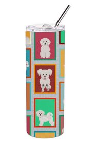 Lots of Bichon Frise Stainless Steel Skinny Tumbler Vacuum Double Walled Reusable Insulated Travel Cup for Coffee with Lid, 20 oz -J