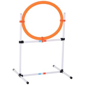 PawHut Dog Agility Training Jump Ring Tire Hoop Set Hurdle Bar Speed Equipment White Orange-X