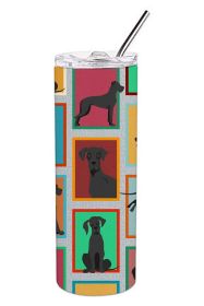 Lots of Black Great Dane Stainless Steel Skinny Tumbler Vacuum Double Walled Reusable Insulated Travel Cup for Coffee with Lid, 20 oz -I