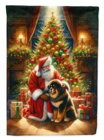 Tibetan Mastiff & Santa Claus Garden Flag Mailbox Flag Decorative Yard Flag Banner Outside Patio Artwork Yard Flower Beds Garden