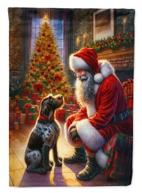 German Wirehaired Pointer & Santa Claus Garden Flag Mailbox Flag Decorative Yard Flag Banner Outside Patio Artwork Yard Flower Beds Garden