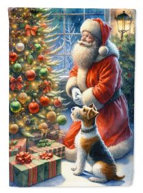 Fox Terrier & Santa Claus Garden Flag Mailbox Flag Decorative Yard Flag Banner Outside Patio Artwork Yard Flower Beds Garden
