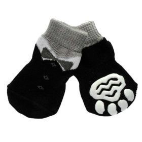 4 Pcs Cute Puppy  Socks Knitted Pet Socks Dog Paw Protection Poodle Teddy Socks Black Suit