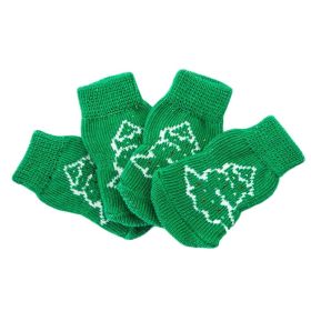4 Pcs Green Christmas Tree Dog Knitted Pet Socks Cartoon Cute Puppy  Socks Dog Foot Covers Poodle Teddy Socks