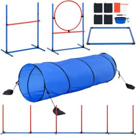 VEVOR Dog Agility Training Equipment 5 PCS Set with Hurdles Tunnel Jump Ring-J