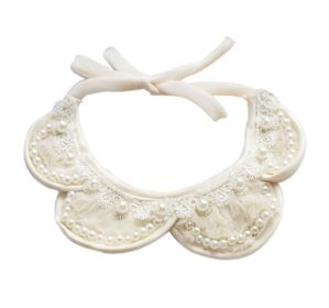 Adjustable Pet Collar With Pearl Lovely Princess Dog  Necklace 9-18 inches Beige