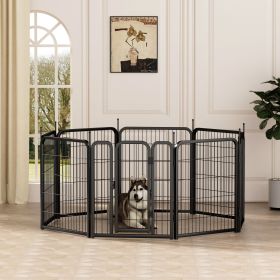 Dog Playpen Outdoor 8 Panel Dog Fence 31.'' Pen Small Dogs Exercise Puppy Portable Playpen for RV Camping Yard Indoor. Black 26.3'' W x 31.5'' H.
