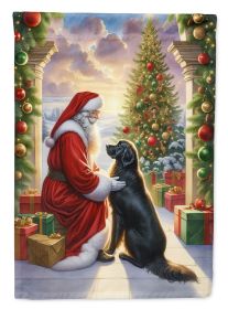 Flat-Coated Retriever & Santa Claus Garden Flag Mailbox Flag Decorative Yard Flag Banner Outside Patio Artwork Yard Flower Beds Garden