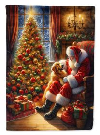 Golden Retriever & Santa Claus Garden Flag Mailbox Flag Decorative Yard Flag Banner Outside Patio Artwork Yard Flower Beds Garden