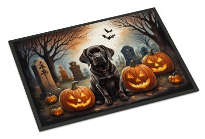 Chocolate Labrador Retriever Spooky Halloween Doormat Front Door Mat Indoor Outdoor Rugs for Entryway, Non Slip Washable Low Pile, 18H X 27W -A