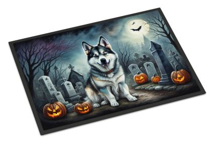 Alaskan Malamute Spooky Halloween Doormat Front Door Mat Indoor Outdoor Rugs for Entryway, Non Slip Washable Low Pile, 18H X 27W -A