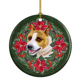 NEW American Staffordshire Poinsetta Wreath Ceramic Ornament Christmas Tree Hanging Decorations for Home Christmas HolidayParty