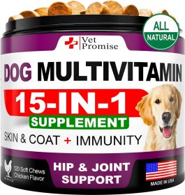 Dog Multivitamin Chew Glucosamine Vitamins & Supplements Senior & Puppy Multivitamin Joint Support Health Immunity Mobility Energy Gut Skin 120 Chews