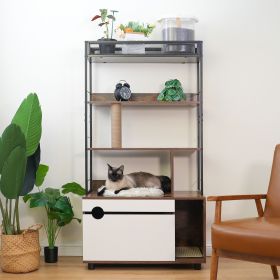 Litter Box Enclosure with ShelvesHidden Litter Box with Scratching Posts litter box furniture Wooden  tree