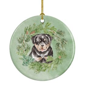 Rottweiler Puppy Christmas Wreath Ceramic Ornament Christmas Tree Hanging Decorations for Home Christmas HolidayParty