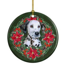Dalmatian Puppy Poinsetta Wreath Ceramic Ornament Christmas Tree Hanging Decorations for Home Christmas HolidayParty