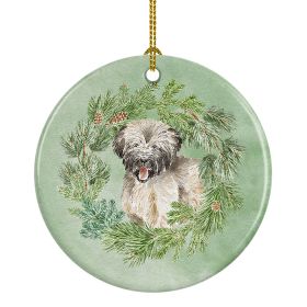 Briard Puppy Smiling Christmas Wreath Ceramic Ornament Christmas Tree Hanging Decorations for Home Christmas HolidayParty