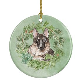 German Shepherd Christmas Wreath Ceramic Ornament Christmas Tree Hanging Decorations for Home Christmas HolidayParty