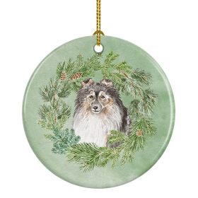 Sheltie/Shetland SheepdogTricolor Smiling #2 Christmas Wreath Ceramic Ornament Christmas Tree Hanging Decorations for Home Christmas HolidayParty