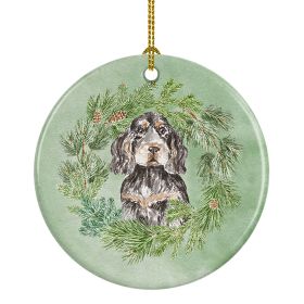 Cocker Spaniel Black Tan Christmas Wreath Ceramic Ornament Christmas Tree Hanging Decorations for Home Christmas HolidayParty
