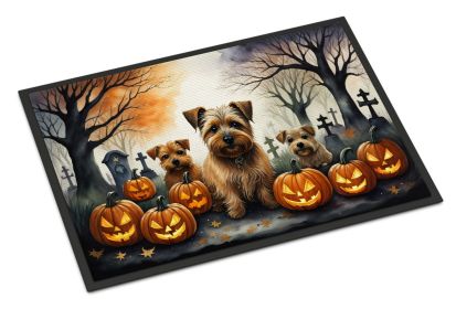 Norfolk Terrier Spooky Halloween Doormat Front Door Mat Indoor Outdoor Rugs for Entryway, Non Slip Washable Low Pile, 24H X 36W -C