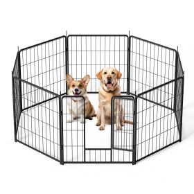 Dog Playpen Indoor Outdoor 24" Height 8 Panels Fence with Anti-Rust Coating Metal Heavy Portable Foldable Pen for L/M/S Dogs RV Yard Camping