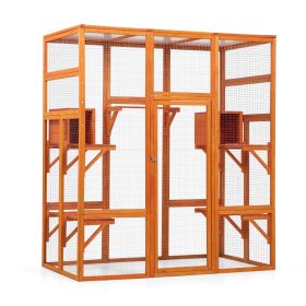 Large  Enclosure with 5 Perches 2 Condos & 1 Lockable Door Orange