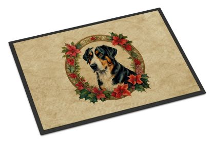Greater Swiss Mountain Dog Christmas Flowers Doormat Front Door Mat Indoor Outdoor Rugs for Entryway, Non Slip Washable Low Pile, 24H X 36W -C