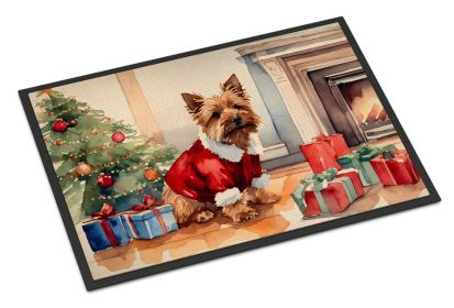 Norwich Terrier Cozy Christmas Doormat Front Door Mat Indoor Outdoor Rugs for Entryway, Non Slip Washable Low Pile, 24H X 36W -A
