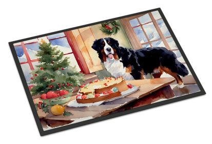Bernese Mountain Dog Christmas Cookies Doormat Front Door Mat Indoor Outdoor Rugs for Entryway, Non Slip Washable Low Pile, 24H X 36W -K