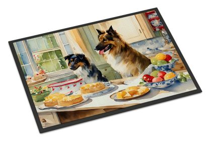 Belgian Tervuren Christmas Cookies Doormat Front Door Mat Indoor Outdoor Rugs for Entryway, Non Slip Washable Low Pile, 24H X 36W -D
