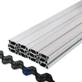 VEVOR Spring Wire & Lock Channel 6.56ft U-Channel Bundle 20 Packs PE Coated Aluminum Alloy Channel Plastic Poly Film Shade Cloth Attachment w/Screws