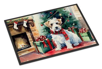 Sealyham Terrier Cozy Christmas Doormat Front Door Mat Indoor Outdoor Rugs for Entryway, Non Slip Washable Low Pile, 24H X 36W -J