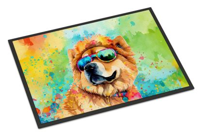 Chow Chow Hippie Dawg Doormat Front Door Mat Indoor Outdoor Rugs for Entryway, Non Slip Washable Low Pile, 24H X 36W -L