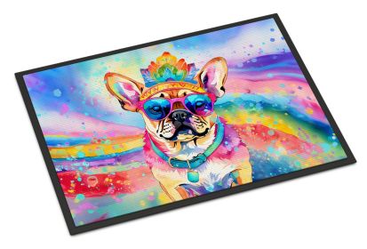 Pug Hippie Dawg Doormat Front Door Mat Indoor Outdoor Rugs for Entryway, Non Slip Washable Low Pile, 24H X 36W -D