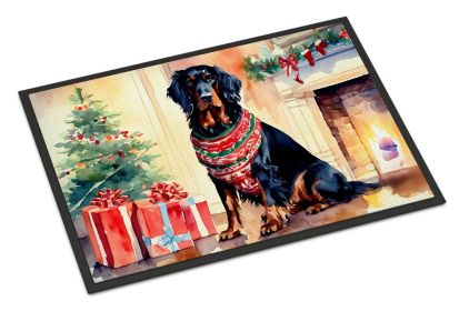 Gordon Setter Cozy Christmas Doormat Front Door Mat Indoor Outdoor Rugs for Entryway, Non Slip Washable Low Pile, 24H X 36W -E
